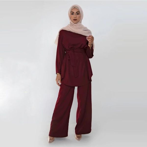 ethnic clothing two piece women elegant muslim sets musulman ensembles wide-leg pants belt suit dubai turkey abaya loose solid, Red
ethnic clothing two piece women elegant muslim sets musulman ensembles wide-leg pants belt suit dubai turkey abaya loose solid, Red