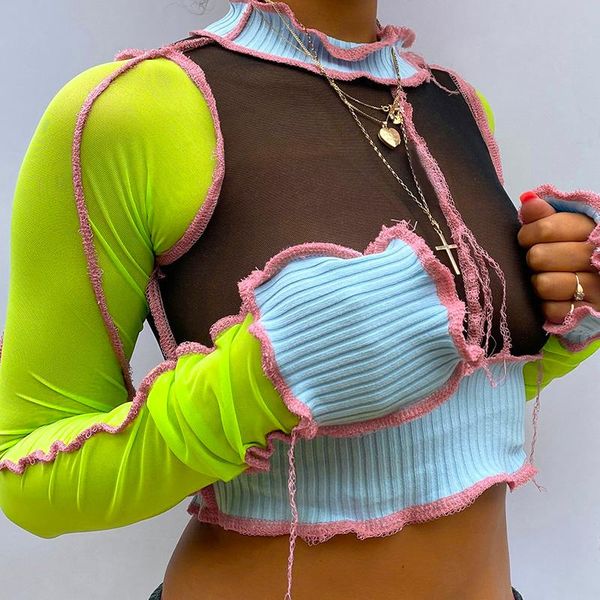 women's t-shirt 2021 mesh see through tshirt women patchwork long sleeve crop autumn fall fashion streetwear outifts t-shirts tees, White
women's t-shirt 2021 mesh see through tshirt women patchwork long sleeve crop autumn fall fashion streetwear outifts t-shirts tees, White