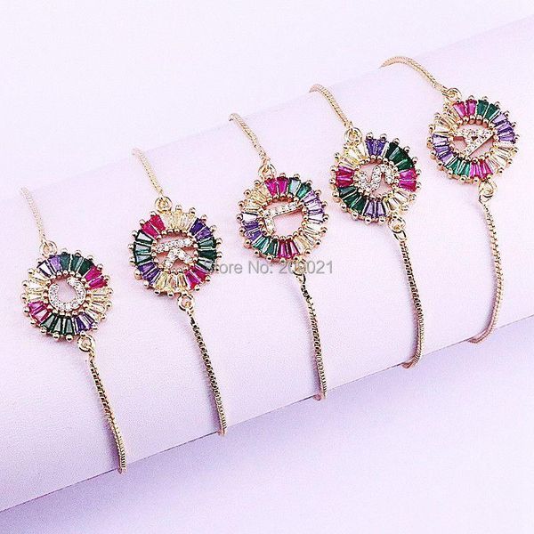 link, chain 10pcs gold color pave setting rainbow crystal cz a-z initials letter bracelets for women fashion adjustable bracelet gift, Black
link, chain 10pcs gold color pave setting rainbow crystal cz a-z initials letter bracelets for women fashion adjustable bracelet gift, Black