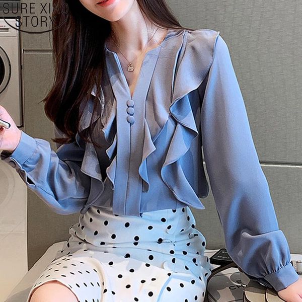 women's blouses & shirts chiffon women fashion 2021 autumn v-neck ruffles long sleeve womens and pullover blusas 10702, White
women's blouses & shirts chiffon women fashion 2021 autumn v-neck ruffles long sleeve womens and pullover blusas 10702, White