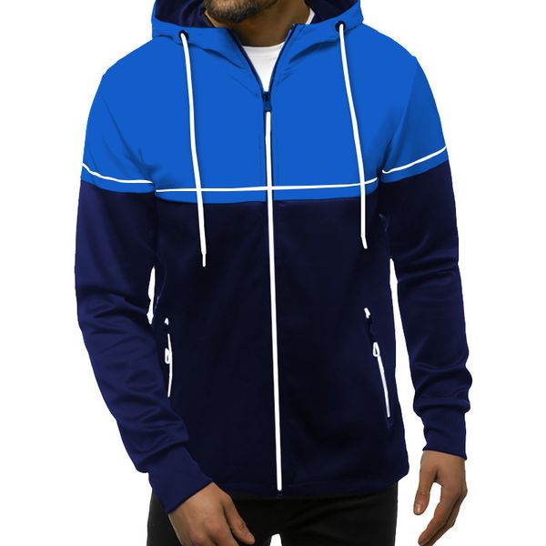 men's new color matching hooded sweater zipper cardigan sweater sports casual style men, Black
men's new color matching hooded sweater zipper cardigan sweater sports casual style men, Black