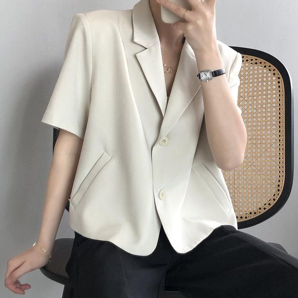 women's suits & blazers blazer women retros summer fashion design short sleeve vintage single breasted 2021 colors office lady all-matc, White;black
women's suits & blazers blazer women retros summer fashion design short sleeve vintage single breasted 2021 colors office lady all-matc, White;black