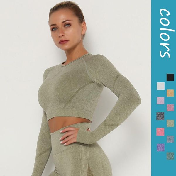 seamless yoga shirts with thumb hole fitness crop training gym for women workout long sleeve sports crops outfit
seamless yoga shirts with thumb hole fitness crop training gym for women workout long sleeve sports crops outfit
