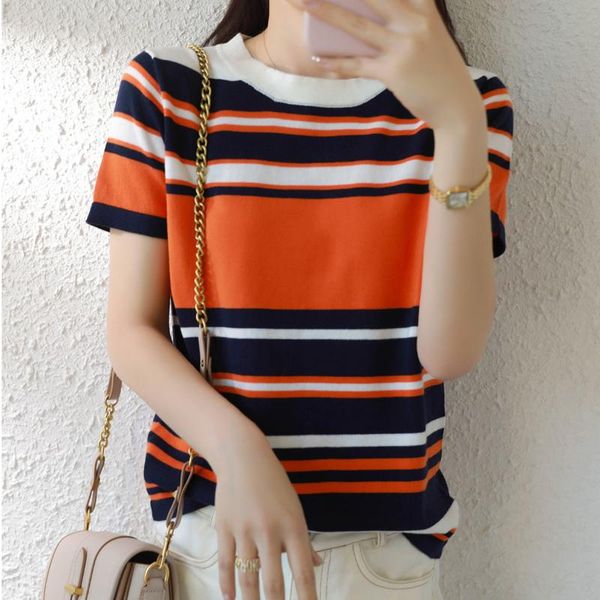 fashion spring and summer short-sleeved woman o-neck striped pullover vest slim knitted bottoming t-shirt large size women's, White
fashion spring and summer short-sleeved woman o-neck striped pullover vest slim knitted bottoming t-shirt large size women's, White