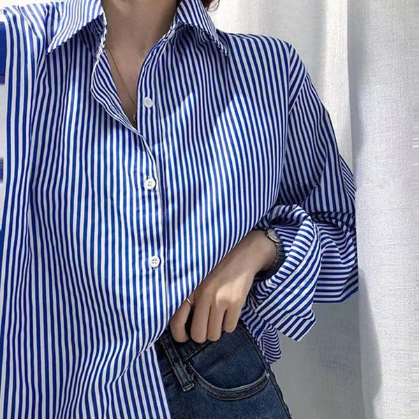 vintage button up shirts femme 2021 casual long striped blouse women turn-down collar korean autumn blue women's blouses &, White
vintage button up shirts femme 2021 casual long striped blouse women turn-down collar korean autumn blue women's blouses &, White