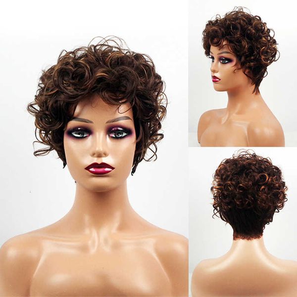 middle aged female wig gradient color small curly hair chemical fiber headgear, Black
middle aged female wig gradient color small curly hair chemical fiber headgear, Black