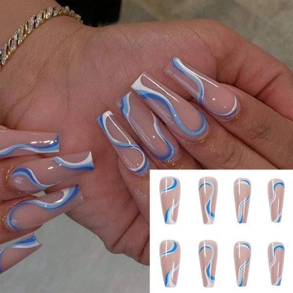 false nails 24pcs/box long ballerina with blue white wavy lines design fashion full cover nail tips wearable patches, Red;gold
false nails 24pcs/box long ballerina with blue white wavy lines design fashion full cover nail tips wearable patches, Red;gold