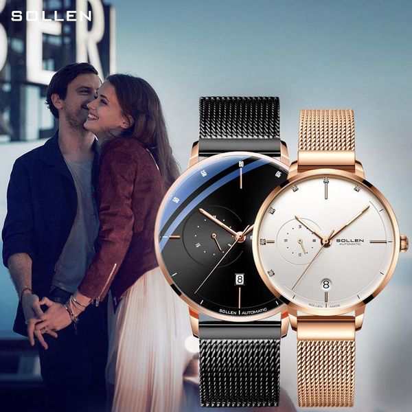 fashion couple watch calendar waterproof stainless steel automatic mechanical men & women lover's wristwatches, Slivery;brown
fashion couple watch calendar waterproof stainless steel automatic mechanical men & women lover's wristwatches, Slivery;brown