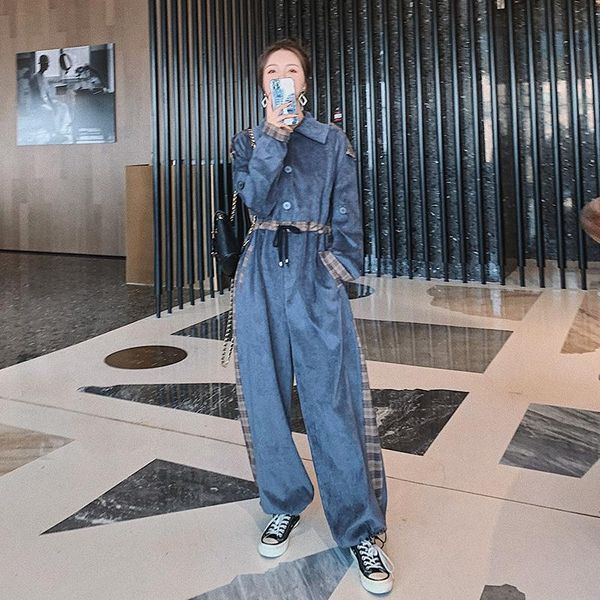 rompers womens jumpsuit long sleeve lapel shirt style one piece pants female splice plaid streetwear hip hop loose harem trouser women', Black;white
rompers womens jumpsuit long sleeve lapel shirt style one piece pants female splice plaid streetwear hip hop loose harem trouser women', Black;white