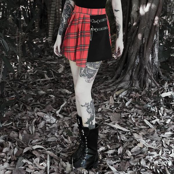 skirts plaid stitching cold punk women's gothic pleated skirt harajuku street style red mini female, Black
skirts plaid stitching cold punk women's gothic pleated skirt harajuku street style red mini female, Black