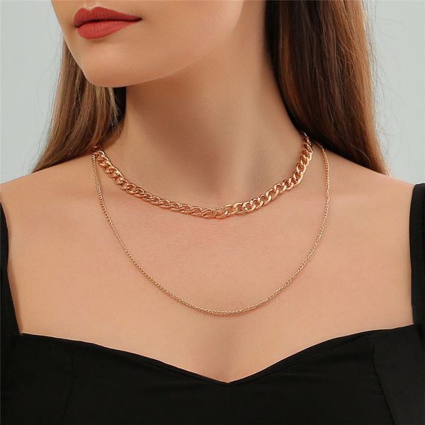 european double layer thick thin chains retro alloy gold clavicle chain link for women punk hip hop dress necklaces jewelry accessories whol, Silver
european double layer thick thin chains retro alloy gold clavicle chain link for women punk hip hop dress necklaces jewelry accessories whol, Silver