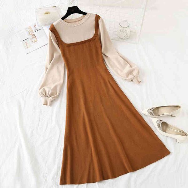 spring autumn a-line knitted dress women elegant patchwork slim sweater dress lantern sleeve party vestidos 210521, Black;gray
spring autumn a-line knitted dress women elegant patchwork slim sweater dress lantern sleeve party vestidos 210521, Black;gray
