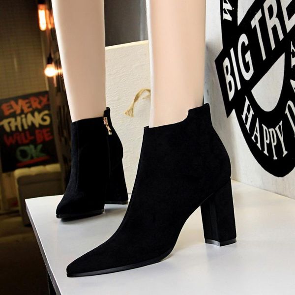 boots 803-2 winter fashion simple thick heel high pointed suede nightclub show thin short and ankle, Black
boots 803-2 winter fashion simple thick heel high pointed suede nightclub show thin short and ankle, Black