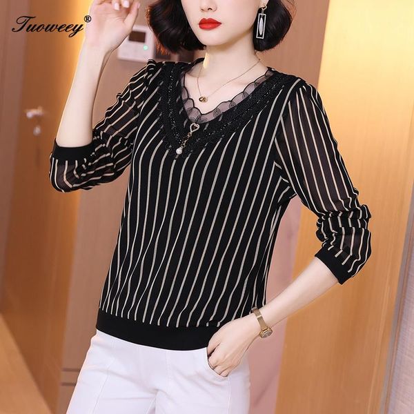 women's blouses & shirts 2022 v neck striped blouse women casual long sleeve loose hollow out korean ladies femininas blusas, White
women's blouses & shirts 2022 v neck striped blouse women casual long sleeve loose hollow out korean ladies femininas blusas, White