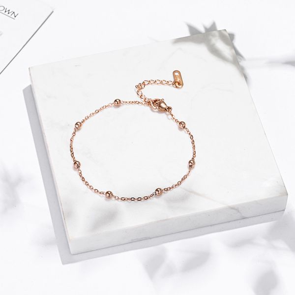 bead titanium steel bracelet plated with 18k rose gold simple fashion temperament korean hand accessories, Golden;silver
bead titanium steel bracelet plated with 18k rose gold simple fashion temperament korean hand accessories, Golden;silver