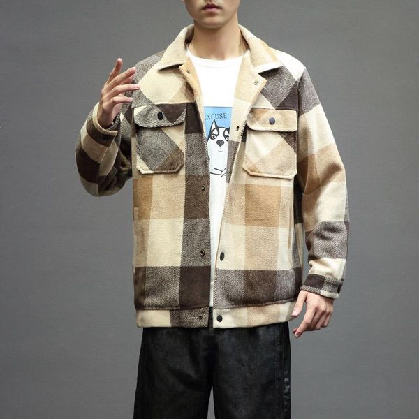 men's jackets mens winter woollen coat plaid fashion outerwear warm casual jacket stereoscopic patch pocket, Black;brown
men's jackets mens winter woollen coat plaid fashion outerwear warm casual jacket stereoscopic patch pocket, Black;brown