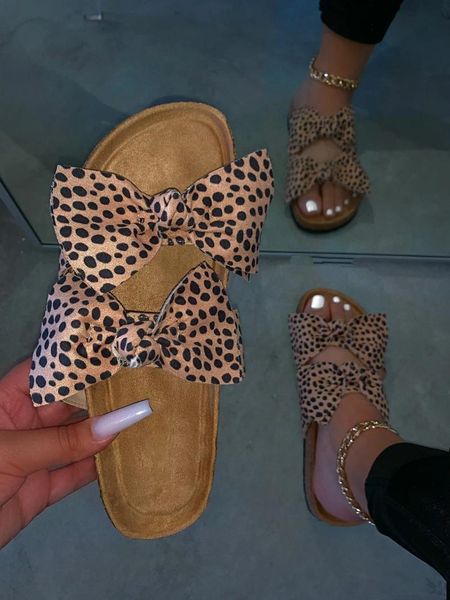 fashion bow beach slippers footwear women leopard print outdoor sandals dot shoes travel, Black
fashion bow beach slippers footwear women leopard print outdoor sandals dot shoes travel, Black