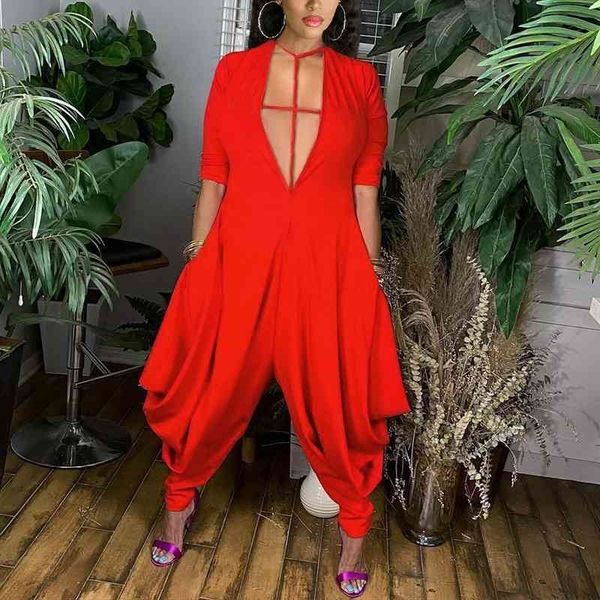 short sleeve v neck baggy jumpsuit casual chic streetwear overalls 210702, Black;white
short sleeve v neck baggy jumpsuit casual chic streetwear overalls 210702, Black;white