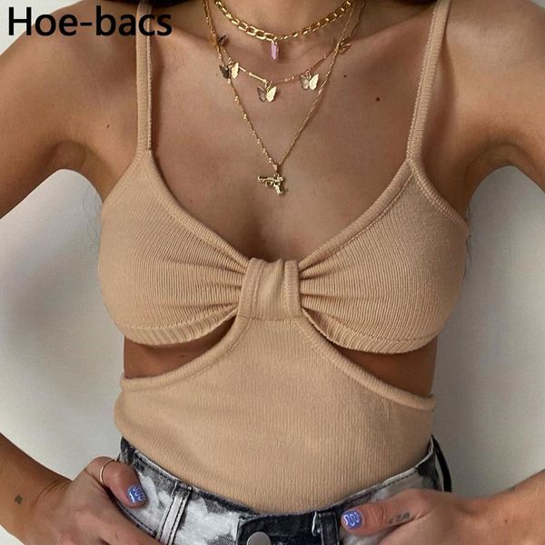 

women hollow out sling backless mini summer crop casual basic rib knit bodycon woman vacation party vestidos women's tanks & camis, White