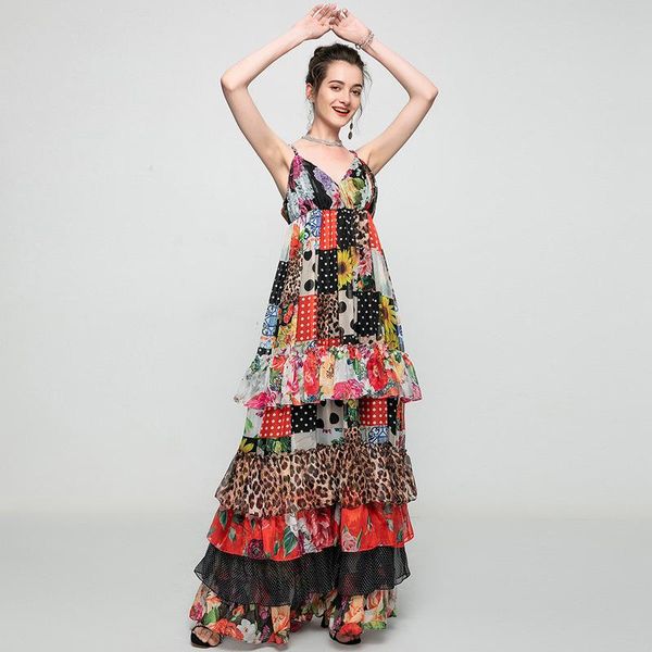 casual dresses maxi beach summer 2021 runway fashion spaghetti strap flower dots print cascading ruffles long party dress, Black;gray
casual dresses maxi beach summer 2021 runway fashion spaghetti strap flower dots print cascading ruffles long party dress, Black;gray