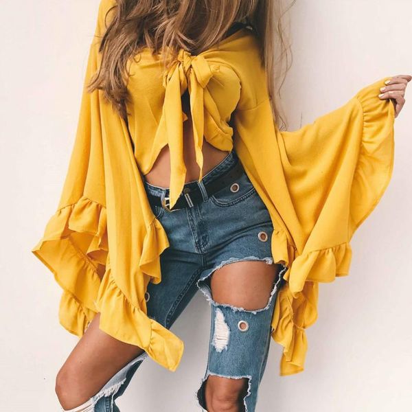 women's blouses & shirts women novelty long petal sleeve v neck pink yellow gray black summer autumn polyester blouse shirt female clo, White
women's blouses & shirts women novelty long petal sleeve v neck pink yellow gray black summer autumn polyester blouse shirt female clo, White