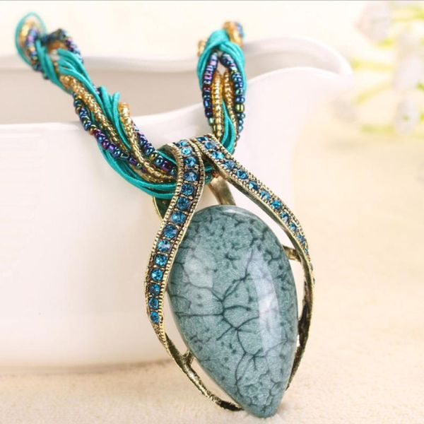 pendant necklaces bonlavie bohemian retro alloy water drop stone rope chain necklace for women, Silver
pendant necklaces bonlavie bohemian retro alloy water drop stone rope chain necklace for women, Silver