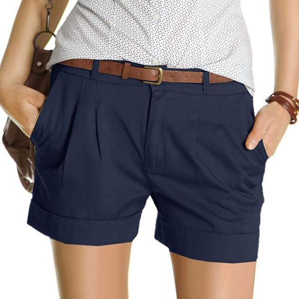women's shorts women casual summer straight waistband loose solid color button with pockets running mujer refreshing, White;black
women's shorts women casual summer straight waistband loose solid color button with pockets running mujer refreshing, White;black