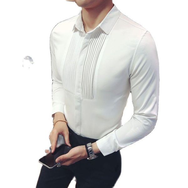 spring men's slim fashion shirt wedding party long sleeve tuxedo solid color classic high-end large size casual shirts, White;black
spring men's slim fashion shirt wedding party long sleeve tuxedo solid color classic high-end large size casual shirts, White;black