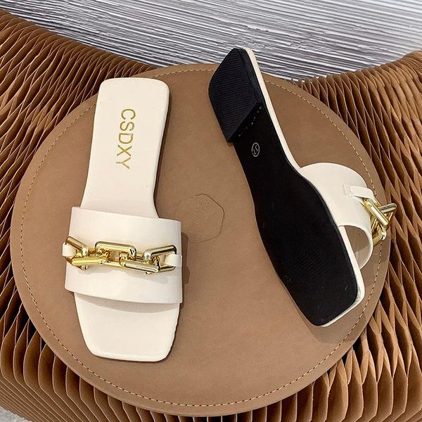 sandals 2021 brand thin slippers female outdoor beach flip flops metal chain leather sqare toe women sandal open flat casual slides, Black
sandals 2021 brand thin slippers female outdoor beach flip flops metal chain leather sqare toe women sandal open flat casual slides, Black
