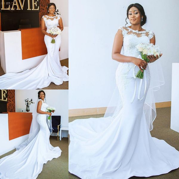 arabic aso ebi modest mermaid wedding dress sheer neck cap sleeves lace appliqued bridal gowns boho garden court train satin vestido de novi, White
arabic aso ebi modest mermaid wedding dress sheer neck cap sleeves lace appliqued bridal gowns boho garden court train satin vestido de novi, White