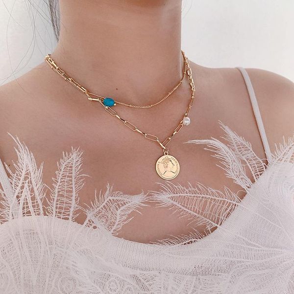 pendant necklaces origin summer double-layer coin medallion necklace for women girls gold simulation pearl chain vintage jewelry, Silver
pendant necklaces origin summer double-layer coin medallion necklace for women girls gold simulation pearl chain vintage jewelry, Silver