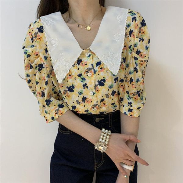 women blouses vintage embroidered all match ol florals retro chic streetwear puff sleeves loose gentle leisure shirts, White
women blouses vintage embroidered all match ol florals retro chic streetwear puff sleeves loose gentle leisure shirts, White