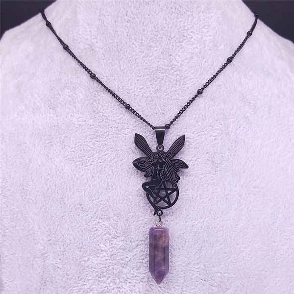 witchcraft pentagram hexagonal pendulum reiki chakra stainless steel purple crystal necklace black jewelry collier n1260 pendant neck neckla, Silver
witchcraft pentagram hexagonal pendulum reiki chakra stainless steel purple crystal necklace black jewelry collier n1260 pendant neck neckla, Silver