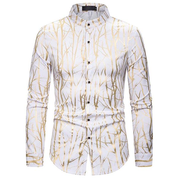 men's casual shirts mens long sleeve mandarin collar dress 2021 fashion shiny white bronzing shirt men party wedding groom prom chemise, White;black
men's casual shirts mens long sleeve mandarin collar dress 2021 fashion shiny white bronzing shirt men party wedding groom prom chemise, White;black