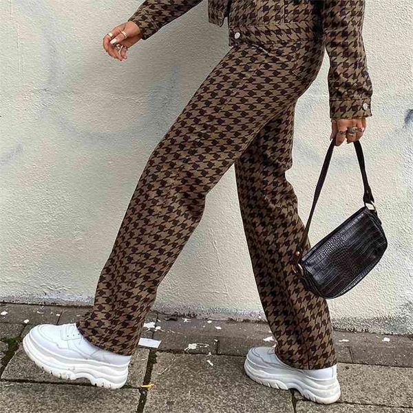 brown houndstooth print vintage y2k pants fashion women high waisted plaid sweatpants harajuku long trousers capris 210510, Black;white
brown houndstooth print vintage y2k pants fashion women high waisted plaid sweatpants harajuku long trousers capris 210510, Black;white