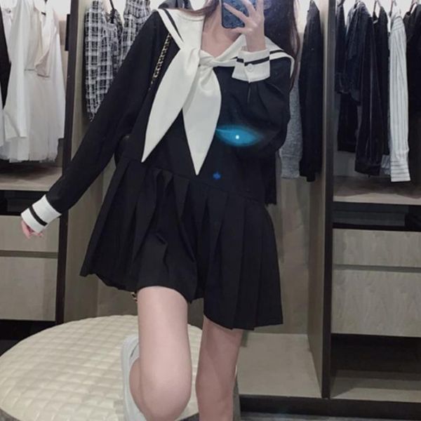 casual dresses houzhou black mini dress women long sleeve loose oversized sweet kawaii preppy style lovely vintage outfits, Black;gray
casual dresses houzhou black mini dress women long sleeve loose oversized sweet kawaii preppy style lovely vintage outfits, Black;gray