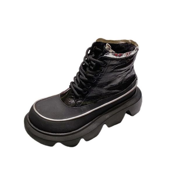 boots women's genuine leather platform fashion round toe lace up wedge shoes winter warm ladies, Black
boots women's genuine leather platform fashion round toe lace up wedge shoes winter warm ladies, Black