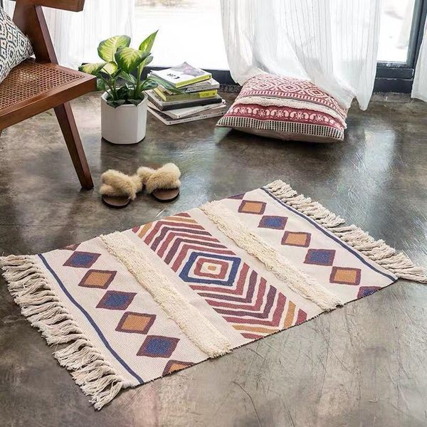 bohemian area rugs bedroom study room floor hand woven cotton linen carpets for tassel kitchen mats
bohemian area rugs bedroom study room floor hand woven cotton linen carpets for tassel kitchen mats