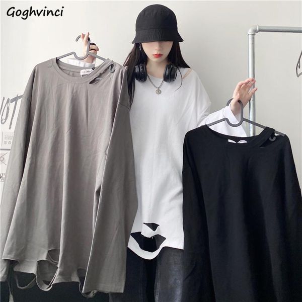 women's t-shirt women long sleeve t-shirts autumn streetwear casual hole solid loose fashion korean style all-match ins student o-neck, White
women's t-shirt women long sleeve t-shirts autumn streetwear casual hole solid loose fashion korean style all-match ins student o-neck, White