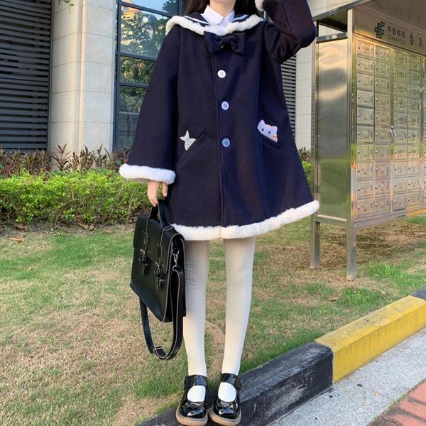 navy collar cute embroidery woolen women mid-length autumn and winter small stitching fur quilted coat women's wool & blends, Black
navy collar cute embroidery woolen women mid-length autumn and winter small stitching fur quilted coat women's wool & blends, Black