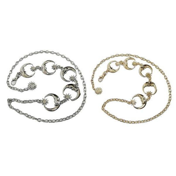 gothic punk women skinny belt bohemian metal moon charm wait chain body jewelry belts, Black;brown
gothic punk women skinny belt bohemian metal moon charm wait chain body jewelry belts, Black;brown