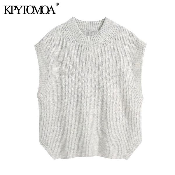 women fashion loose side vents knitted vest sweater vintage o neck sleeveless female waistcoat chic 210416, White;black
women fashion loose side vents knitted vest sweater vintage o neck sleeveless female waistcoat chic 210416, White;black
