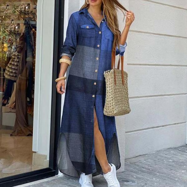 elegant maxi casual plus size women dresses fashion long sleeve pocket shirt print femme robe, Black;gray
elegant maxi casual plus size women dresses fashion long sleeve pocket shirt print femme robe, Black;gray