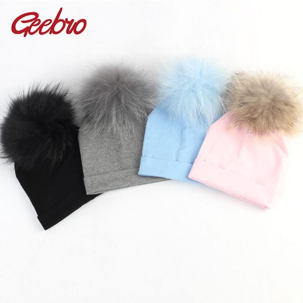 beanie/skull caps geebro girls cotton soft beanies baby with real fur raccoon pompom hats boys kids casual warm solid color skullies, Blue;gray
beanie/skull caps geebro girls cotton soft beanies baby with real fur raccoon pompom hats boys kids casual warm solid color skullies, Blue;gray