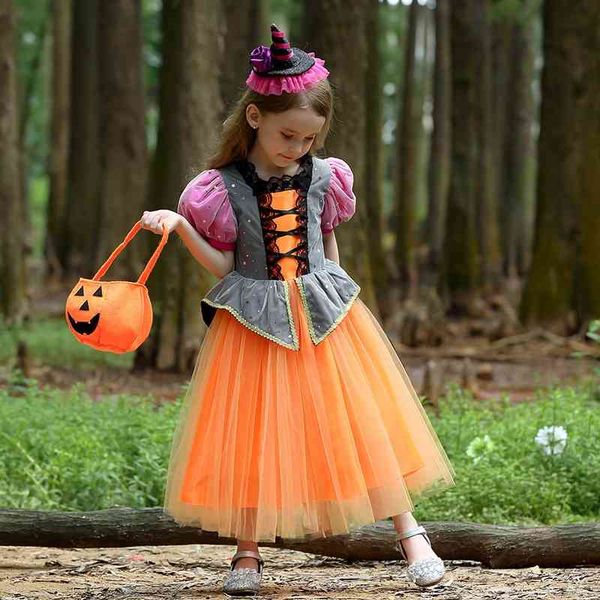 halloween children's costume girl pumpkin witch makeup cosplay princess dress, Black;red
halloween children's costume girl pumpkin witch makeup cosplay princess dress, Black;red