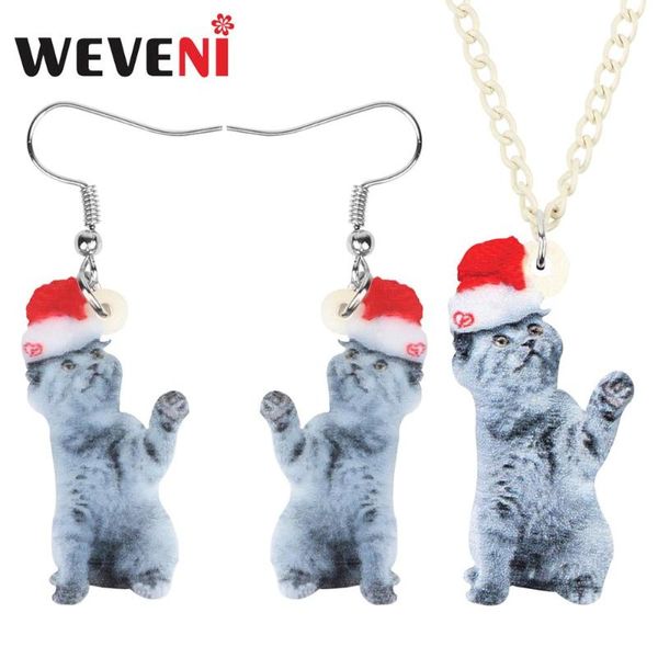 earrings & necklace weveni acrylic christmas hat british short hair cat jewelry sets animal for women girl teen charm gift, Silver
earrings & necklace weveni acrylic christmas hat british short hair cat jewelry sets animal for women girl teen charm gift, Silver
