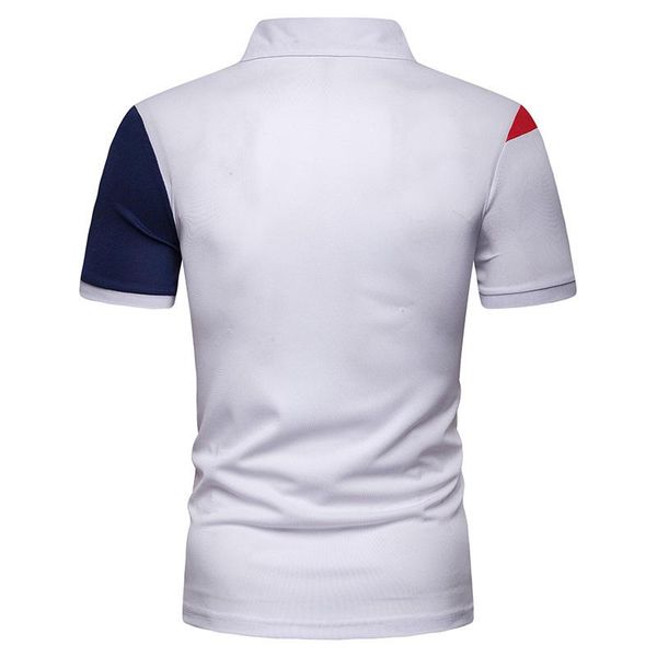 men's polos shirt summer personality fashion stitching casual short-sleeved t-shir lapel men p016, White;black
men's polos shirt summer personality fashion stitching casual short-sleeved t-shir lapel men p016, White;black