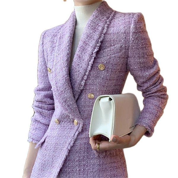women's wool & blends fashion ladies woolen coat double breasted elegant blazer female purple tweed blended spring autumn women jacket, Black
women's wool & blends fashion ladies woolen coat double breasted elegant blazer female purple tweed blended spring autumn women jacket, Black