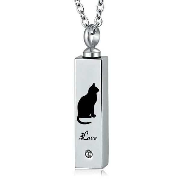 pendant necklaces cremation bar rectangle black urn necklace pet cat-love memorial keepsake birthstone crystal jewelry, Silver
pendant necklaces cremation bar rectangle black urn necklace pet cat-love memorial keepsake birthstone crystal jewelry, Silver