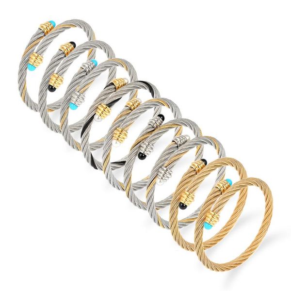bangle color luxury stainless steel braided open men women charm cuff bracelets set trendy chain link sporty wrap bangles, Black
bangle color luxury stainless steel braided open men women charm cuff bracelets set trendy chain link sporty wrap bangles, Black